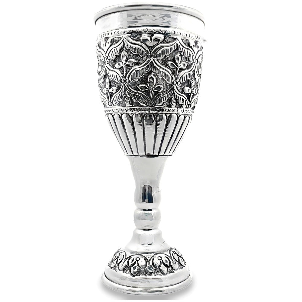 925 Silver Antique Oxidized Floral Embossed Glass